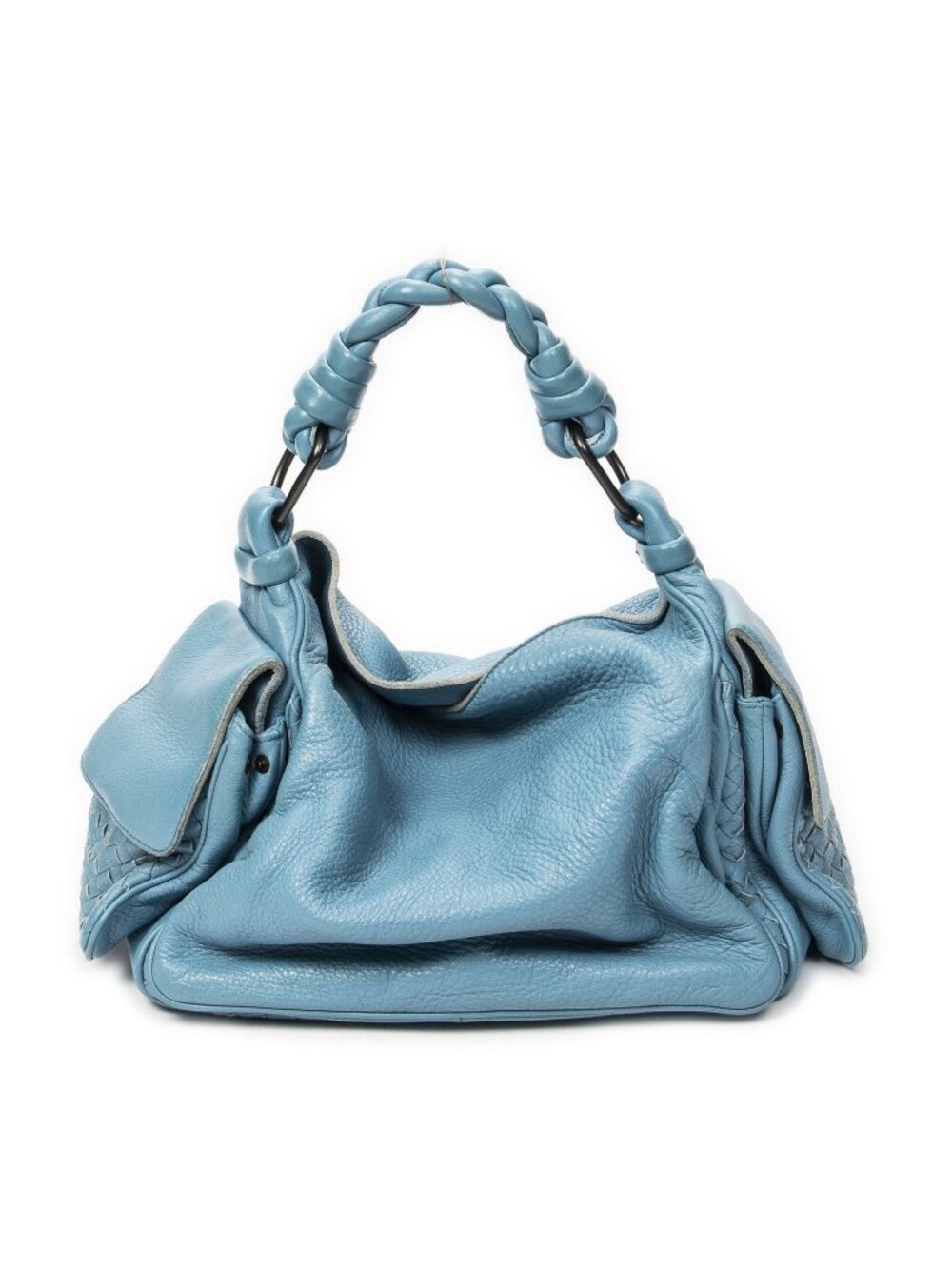 Bottega Veneta Hobo Blue Trim Intrecciato Leather